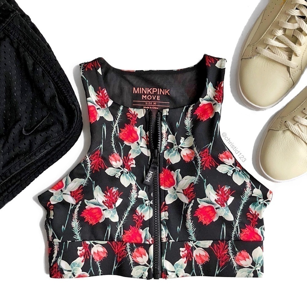 Minkpink Zip Front Crop Top Sports Bra